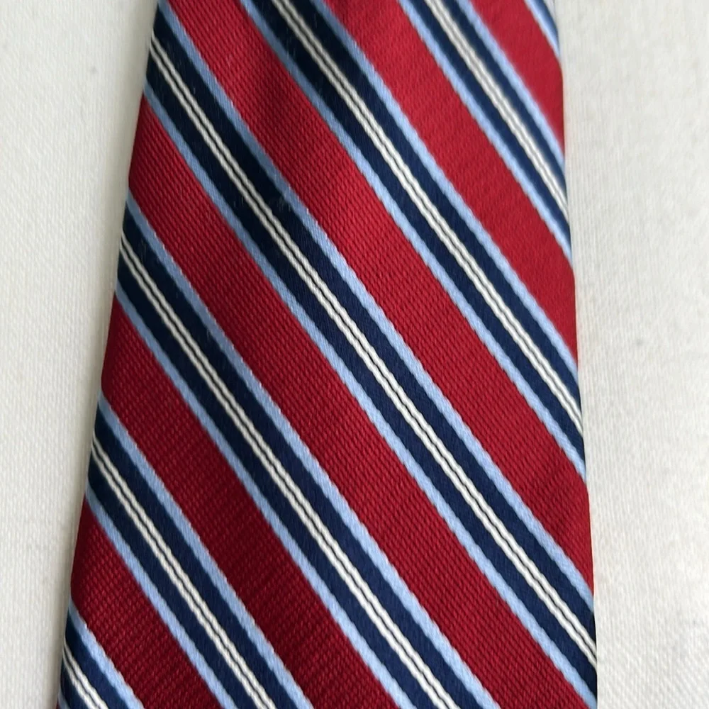Nautica Red and Blue Striped Men's Silk Tie
